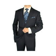 GN GIORGIO NAPOLI Mens Suit 2 Button Jacket Flat Front Pants 2 Piece Suit Set Navy