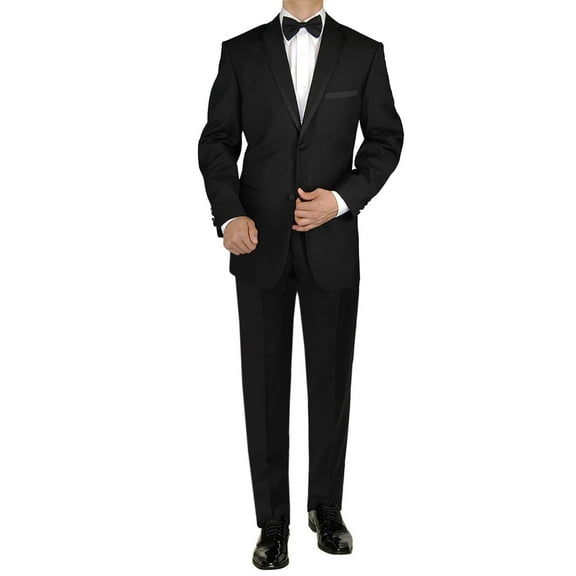 GN GIORGIO NAPOLI Men's Tuxedo Suit 2 Button Notch Lapel Jacket Adjustable Pant black