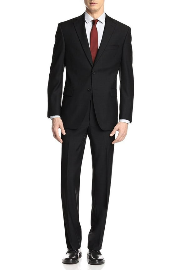 GN GIORGIO NAPOLI Presidential Men's Suit Two Button 2 Piece Modern Classic Fit Black
