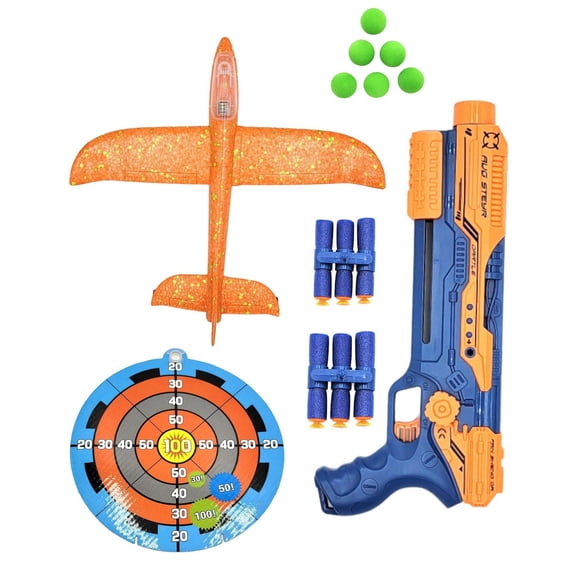 GN Universe 5 in 1 Foam Airplane Launcher and Foam Ball Bullet Blaster Toy Set Ages 6+