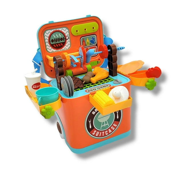 GN Universe BBQ Grill Toy Kitchen Set for Kids Interactive Pack n Play Pretend Outside Play Ages