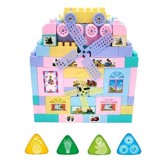 GN Universe Building Blocks Educational and With Clear Storage Bag for Kids Toddlers Mixed Pastel Colors Paradise 78PCS Ages 3+