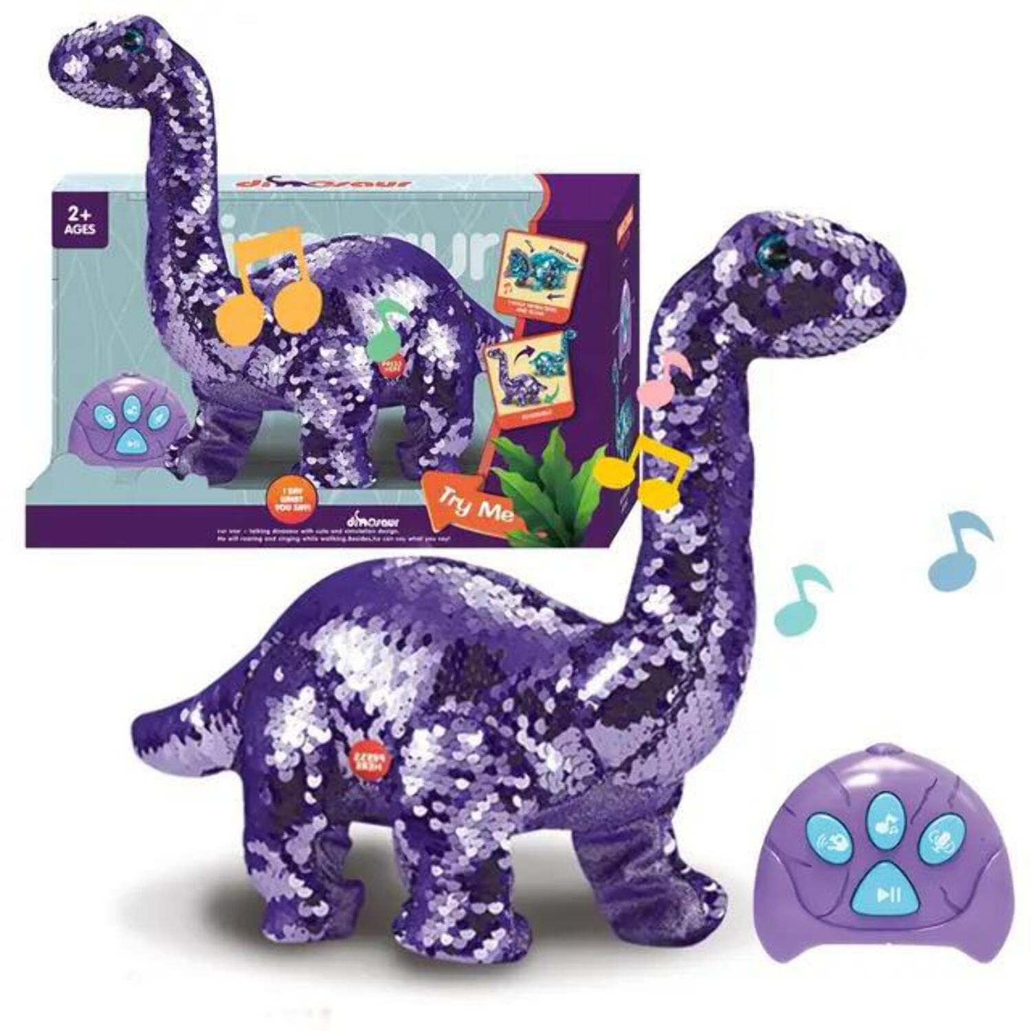 GN Universe Sparkling Reversable Sequin Moving Electric Dinosaur With