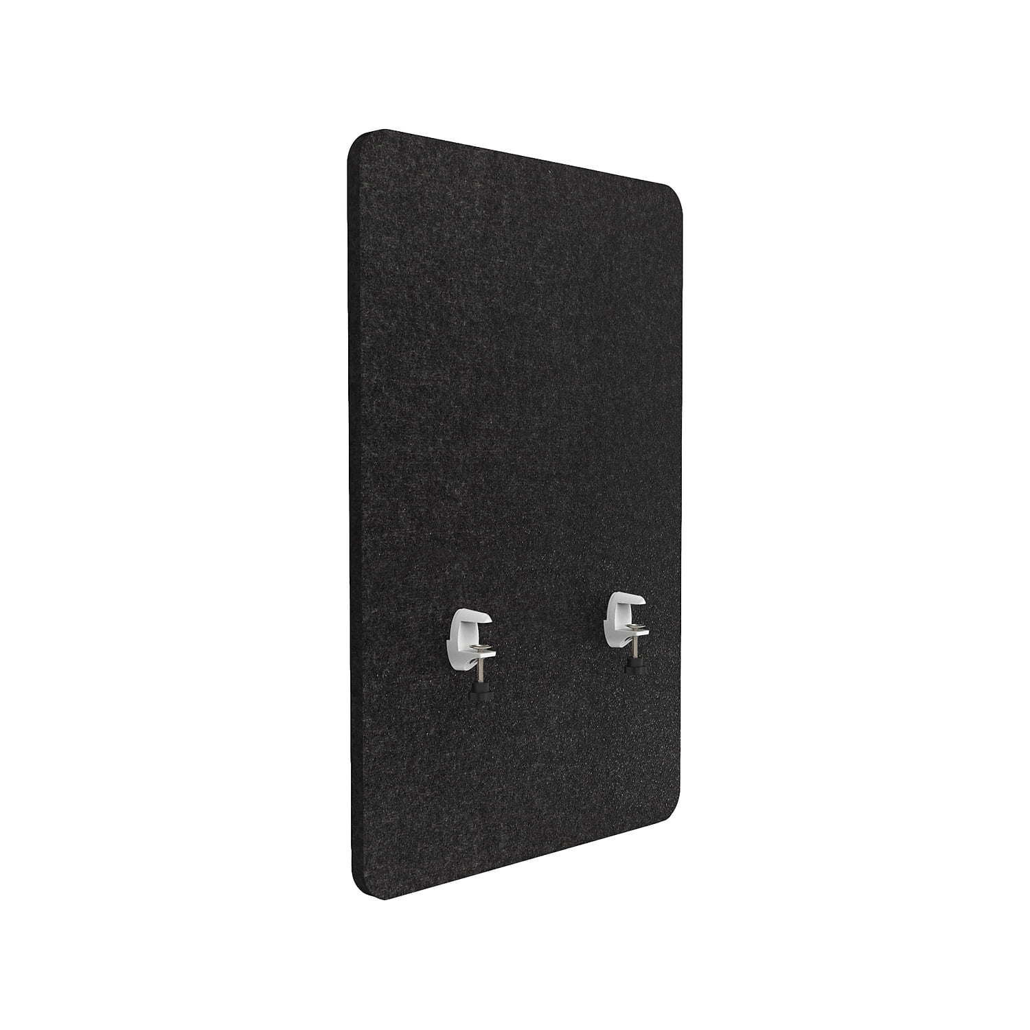 Adjustable Height Black Desk Screen with Ash Polyester Privacy Partition