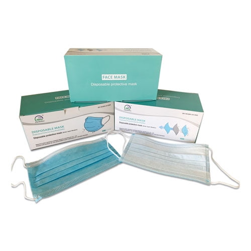 Three-ply General Use Face Mask, Blue/white, 2,000/carton