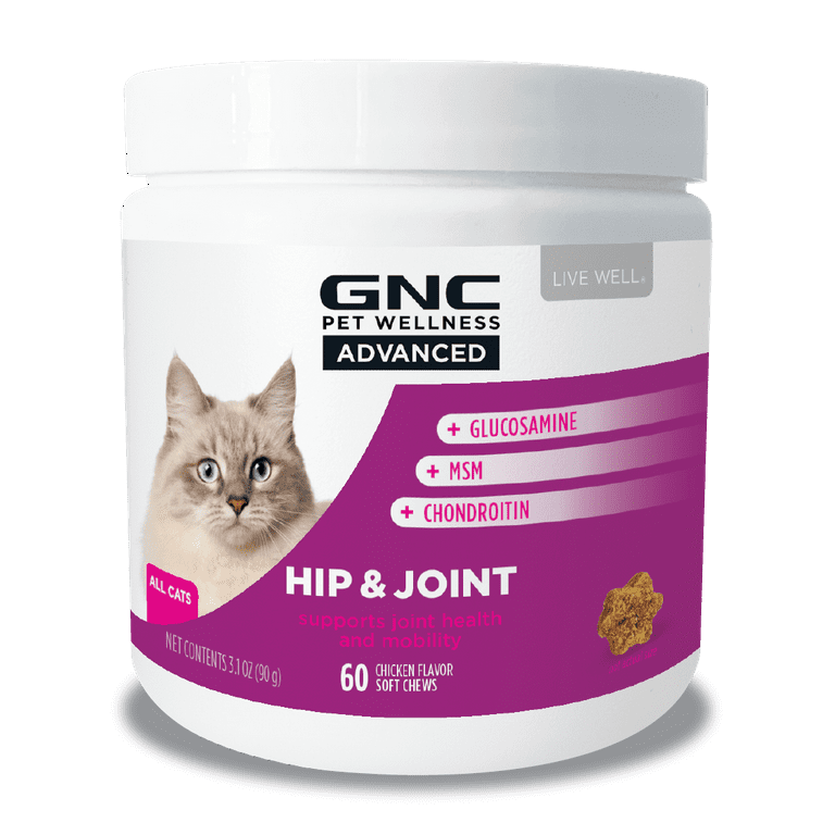 GNC ADVANCED Hip Joint Cat Soft Chew Supplements Glucosamine MSM Chondroitin Cat Chews 60 ct Walmart