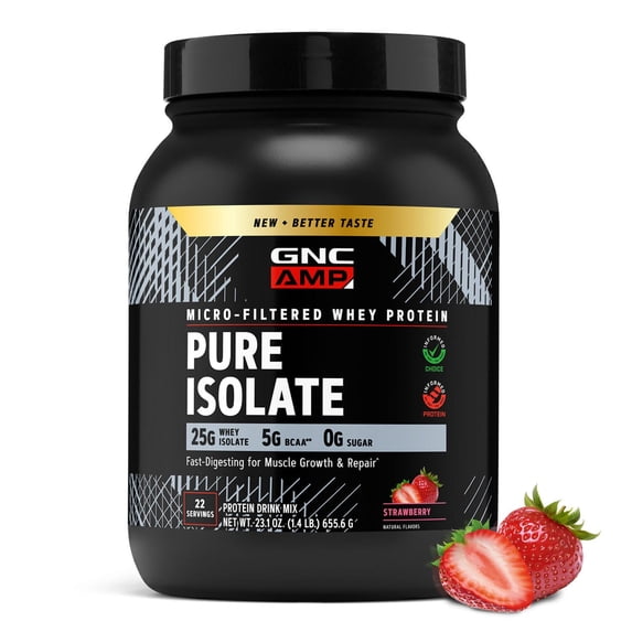 GNC AMP Pure Isolate Whey Protein - Strawberry (22 Servings)