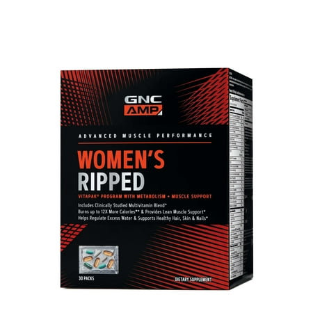 GNC AMP Women's Ripped Vitapak | Developed for Metabolism & Muscle Support | 30 Count