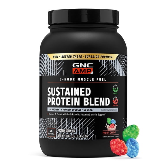 GNC Amp Sustained Fruity Crisps, 26 Servings, 30 oz (Pack of 1)