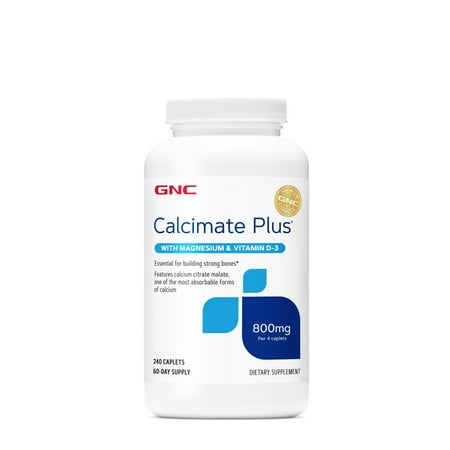 GNC Calcimate Plus Magnesium & Vitamin D-3 800mg | Most Absorbable Form of Calcium | 240 Count