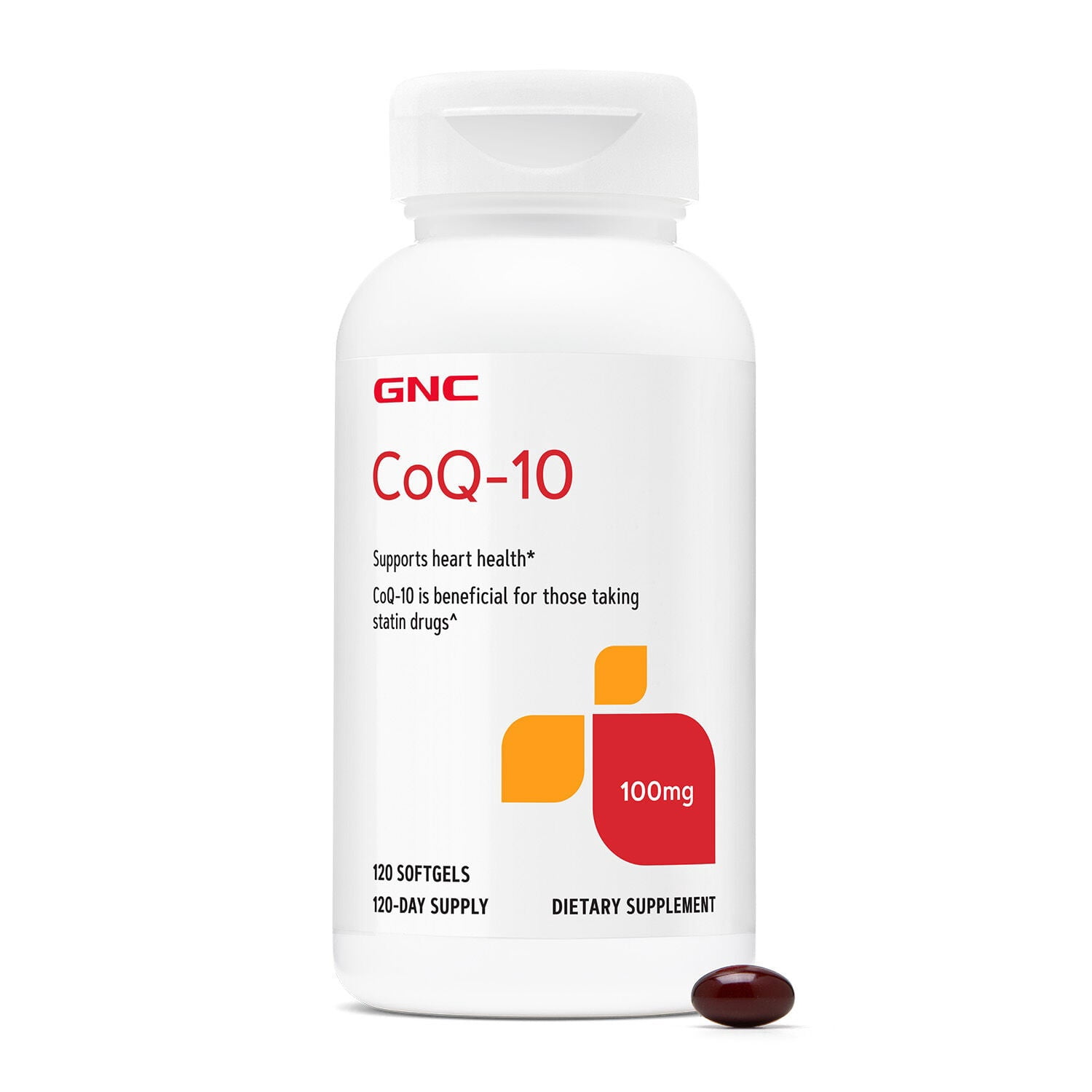 GNC CoQ-10 100mg Supplement, Supports Heart Health, 120 Softgels