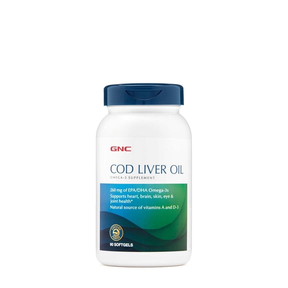 GNC Cod Liver Oil | Supports Heart, Brain, Skin, Eye, & Joint Health | 90 Count