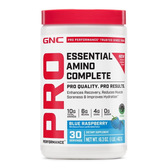 GNC Complete Amino Blue Raspberry, 30 Servings, 16.3 oz (Pack of 1)