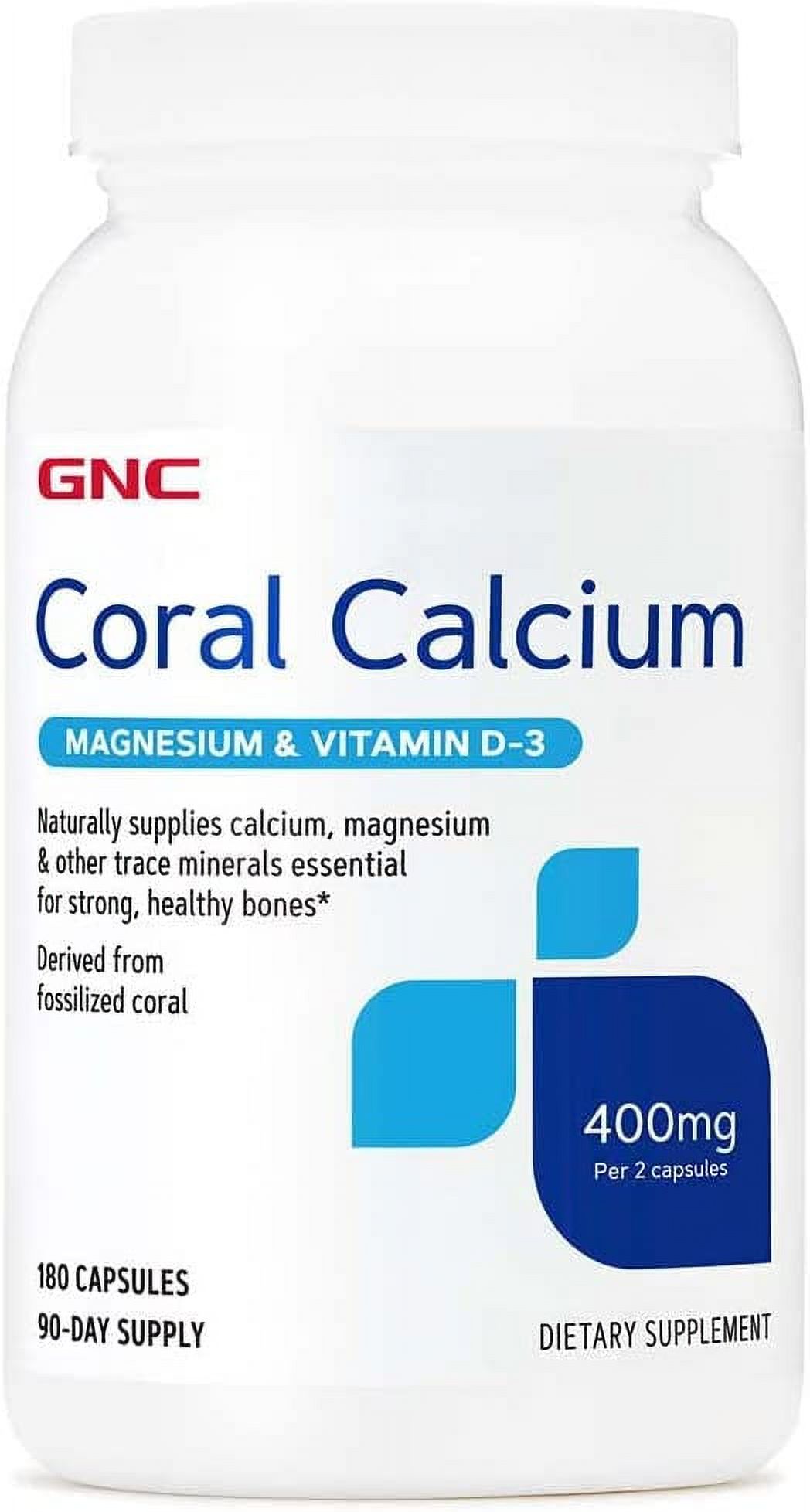 GNC Coral Calcium 400mg with Magnesium and Vitamin D3, 180 Capsules