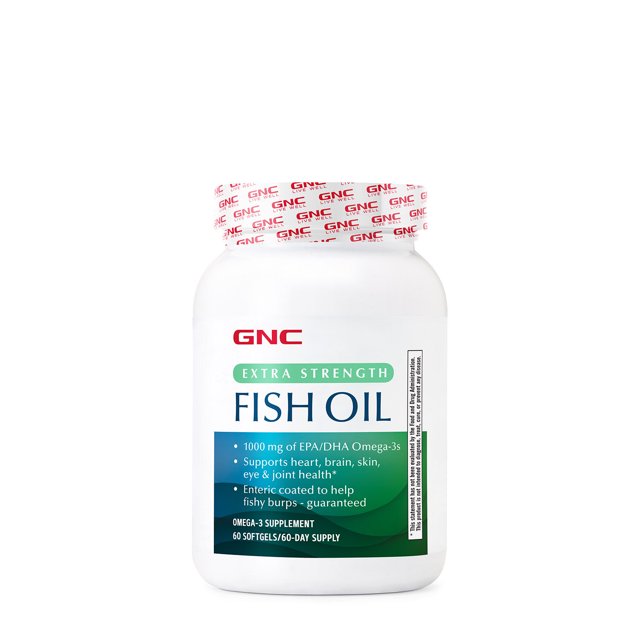 GNC Extra Strength Fish Oil Softgels Lemon 60 Softgels