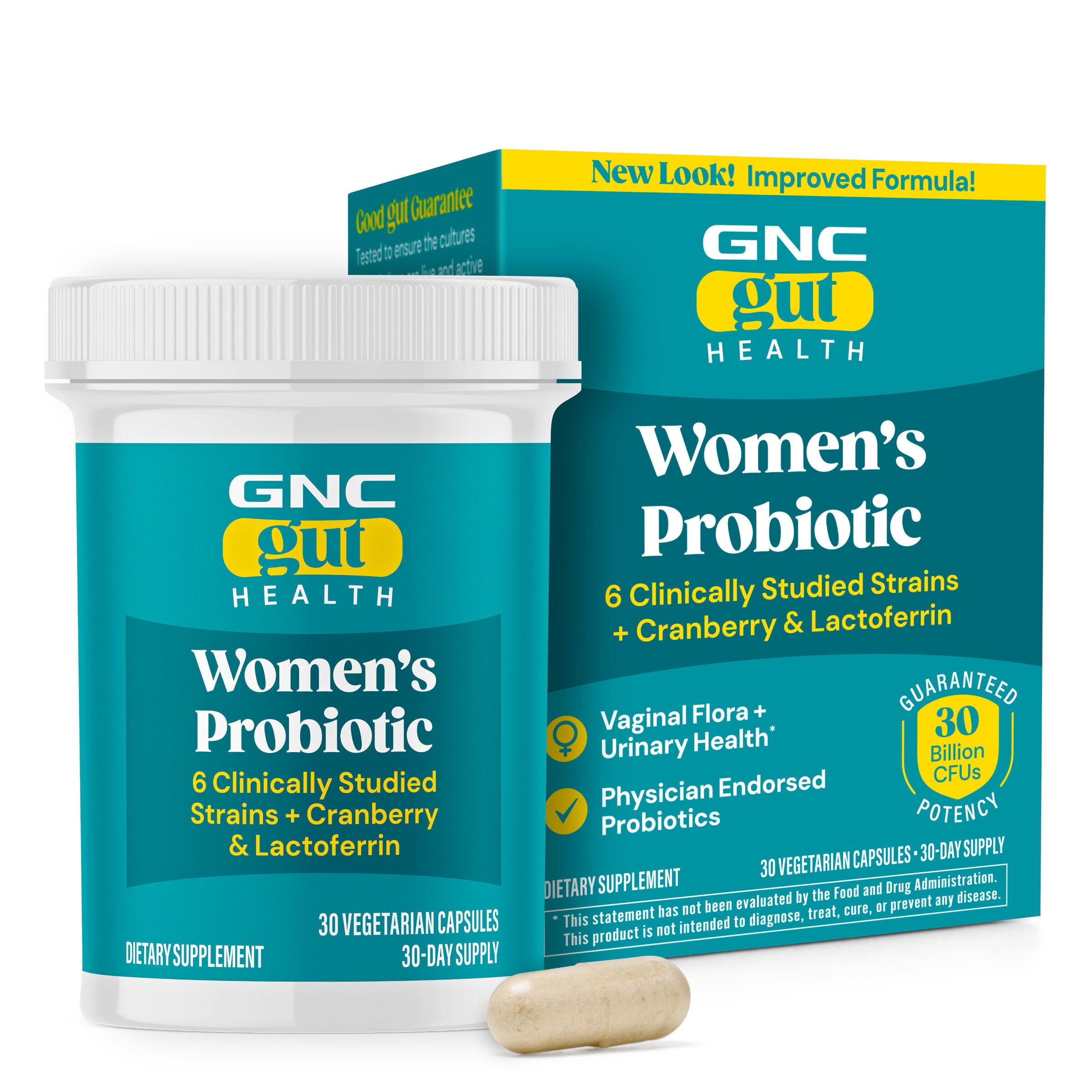 GNC Gut Health Women's Probiotic Dietary Supplement, 30 Billion CFUs, 30 Capsules