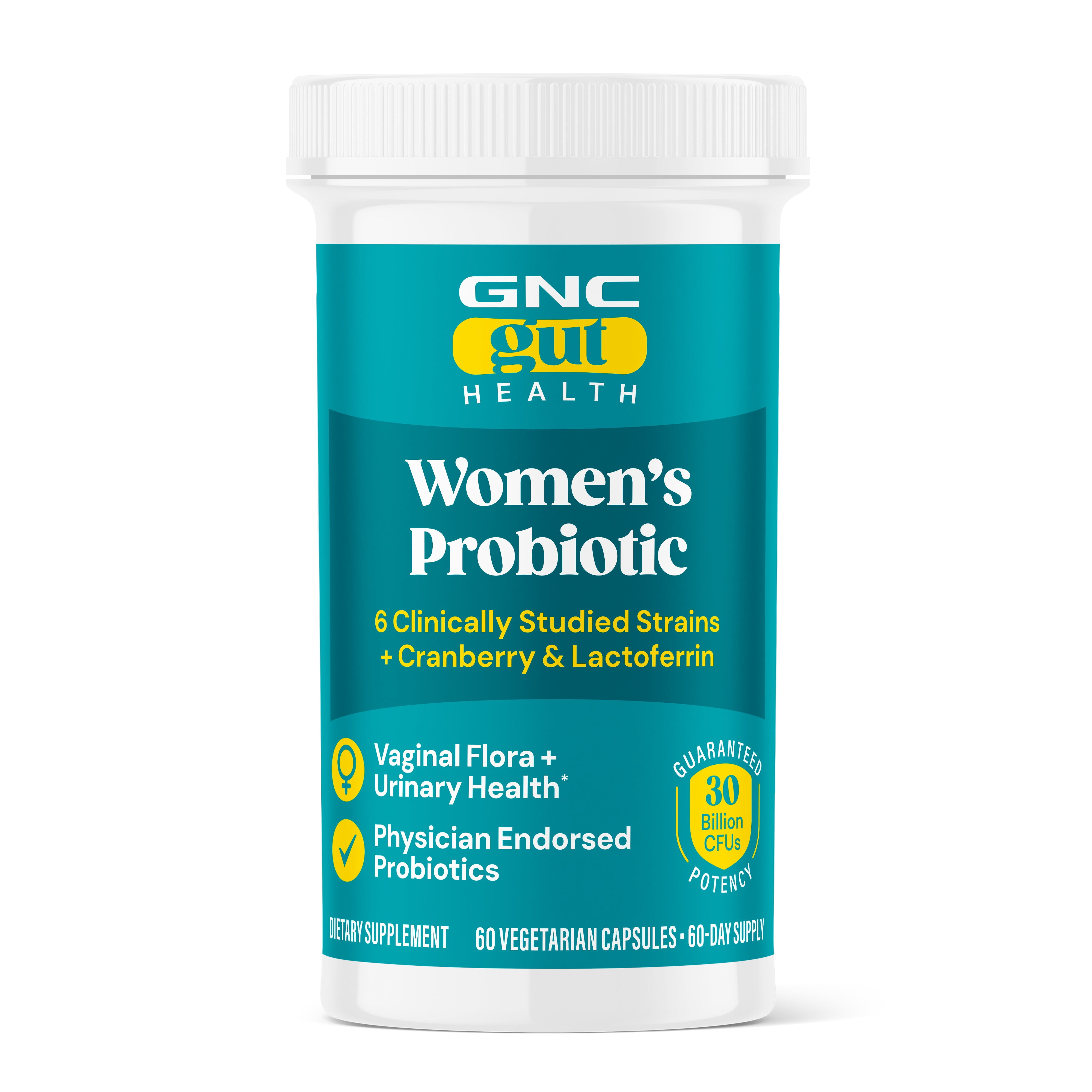 GNC Gut Health Women's Probiotic Dietary Supplement, 30 Billion CFUs, 60 Capsules