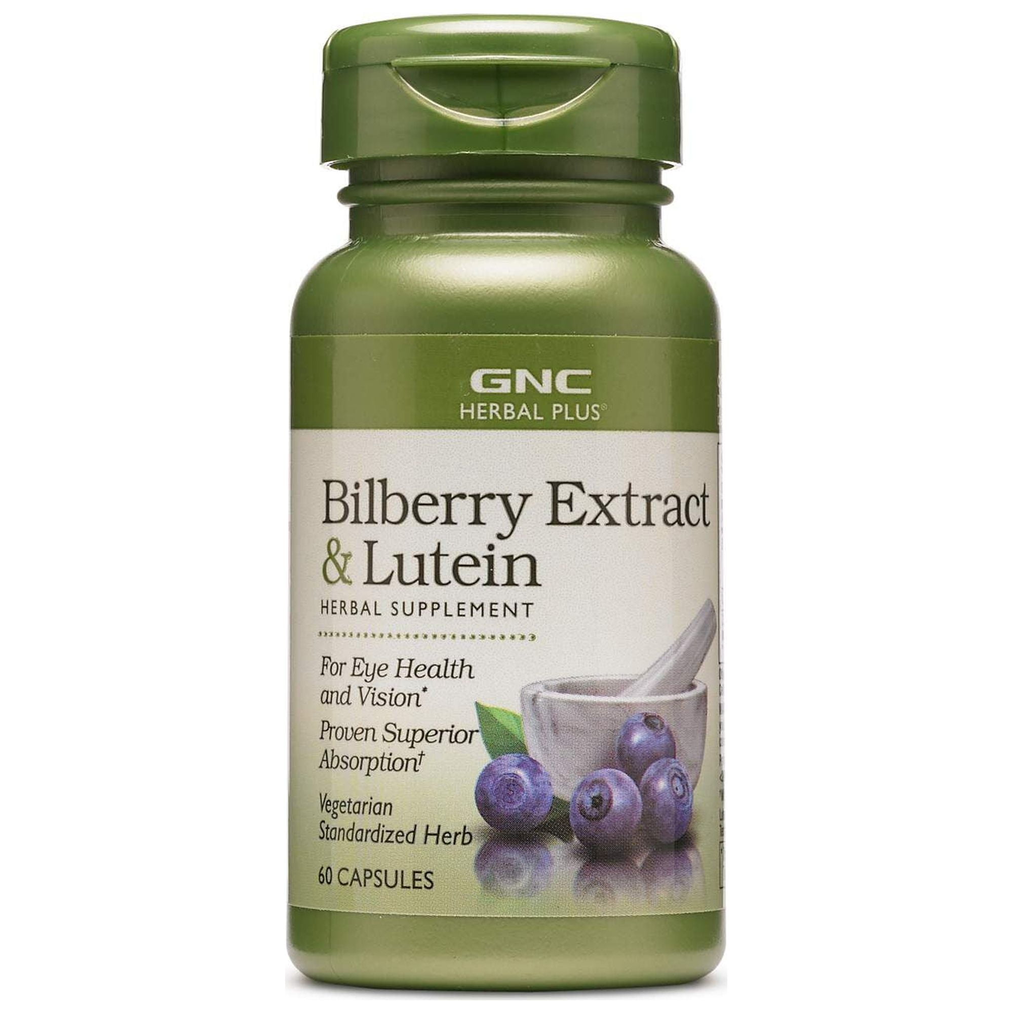 GNC Herbal Plus Bilberry Extract and Lutein, 60 Capsules, Herbs