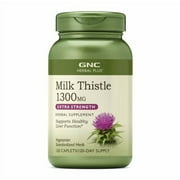 GNC Herbal Plus Milk Thistle 1300mg Supplement, Extra Strength, Vegetarian, Supports Healthy Liver Function, 120 Caplets, 120 Servings