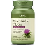 GNC Herbal Plus Milk Thistle 1300mg Supplement, Extra Strength, Vegetarian, Supports Healthy Liver Function, 120 Servings
