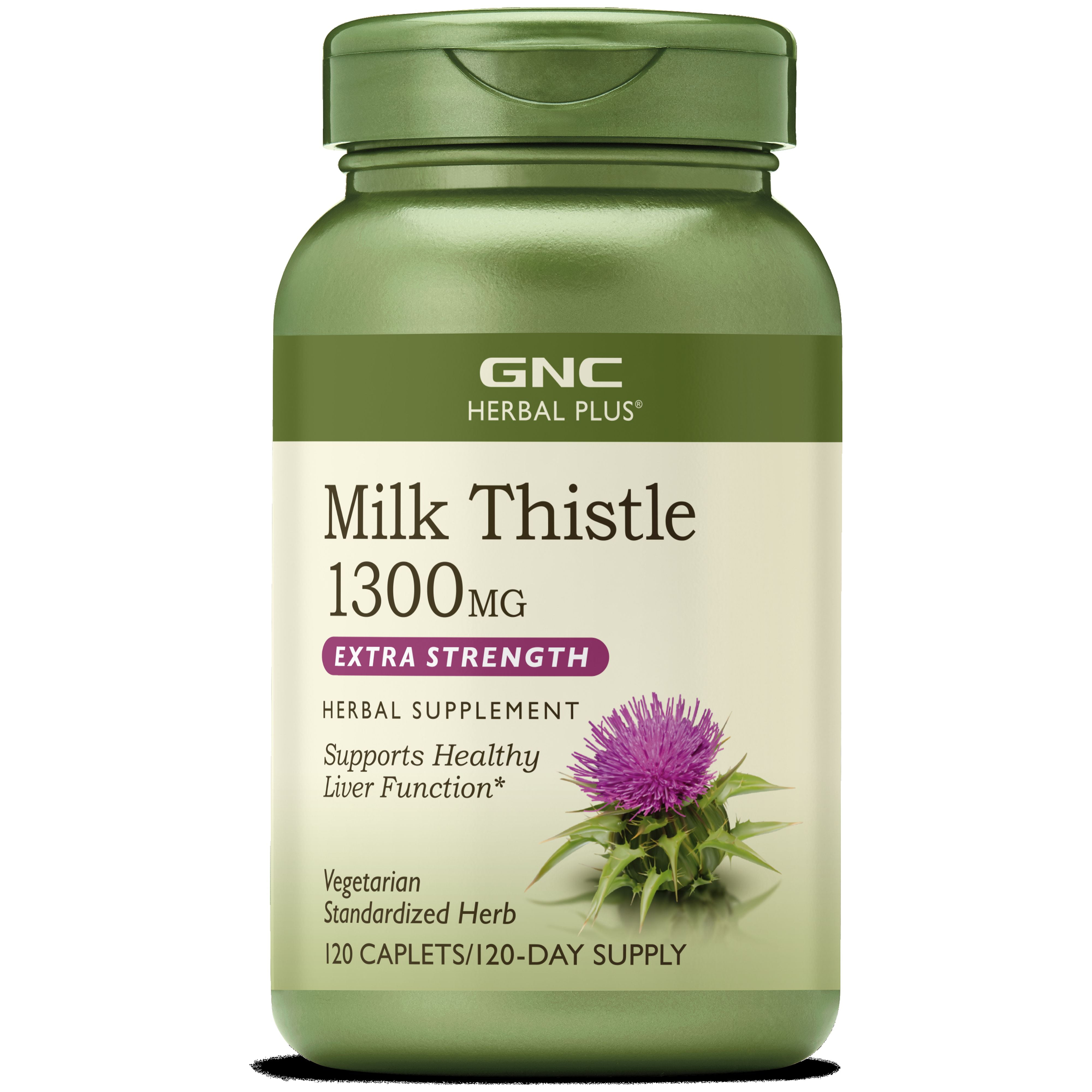 GNC Herbal Plus Milk Thistle 1300mg Liver Health Support Vegetarian