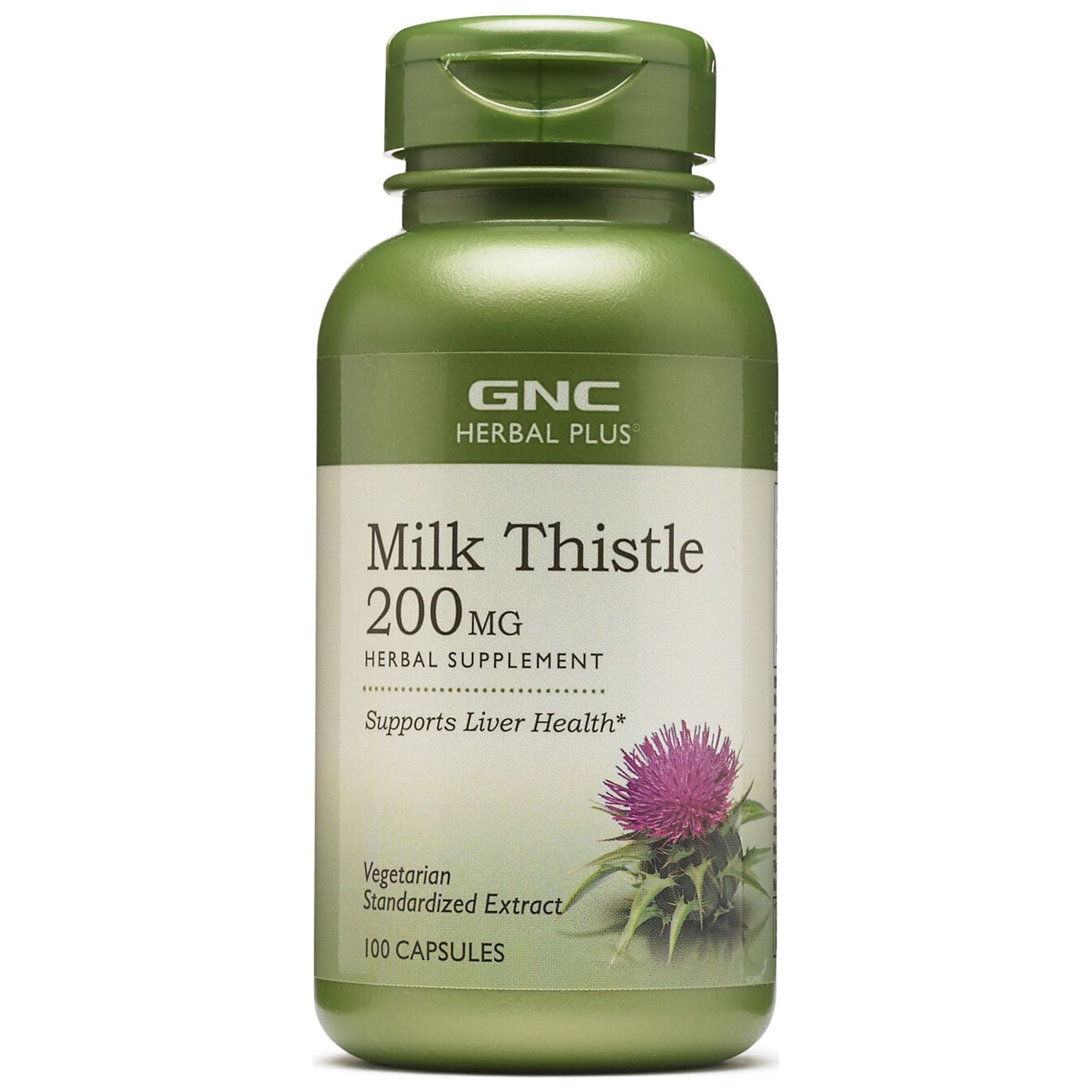 GNC Herbal Plus Milk Thistle 200mg, 100 Vegetarian Capsules, Supports
