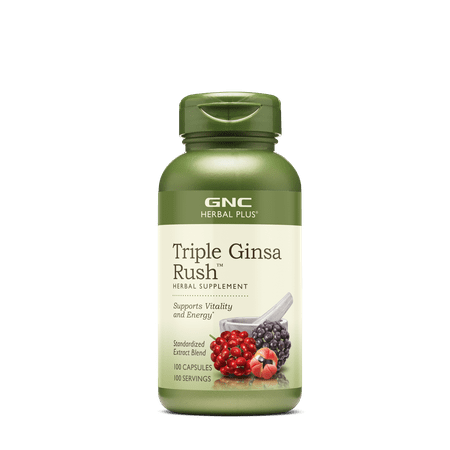 GNC Herbal Plus Triple Ginsa Rush | Supports Vitality and Energy - 100 Capsules