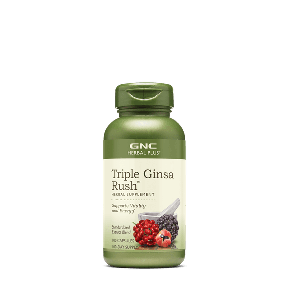 GNC Herbal Plus Triple Ginsa Rush | Supports Vitality and Energy - 100 Capsules