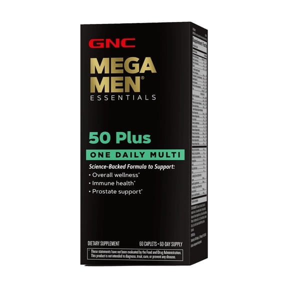 GNC Mega Men 50 Plus Multivitamin | Antioxidants | Heart Health | Prostate and Circulatory Support | 1 Daily
