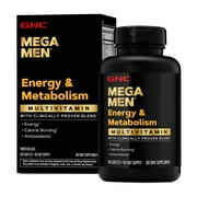 GNC Mega Men Energy and Metabolism Multivitamin Caplets, Clinically Proven to Feel Better, Timed Release, Calorie Burn, Focus, Caffeine, Thermogenic, Immune, B Vitamins, 180 Count