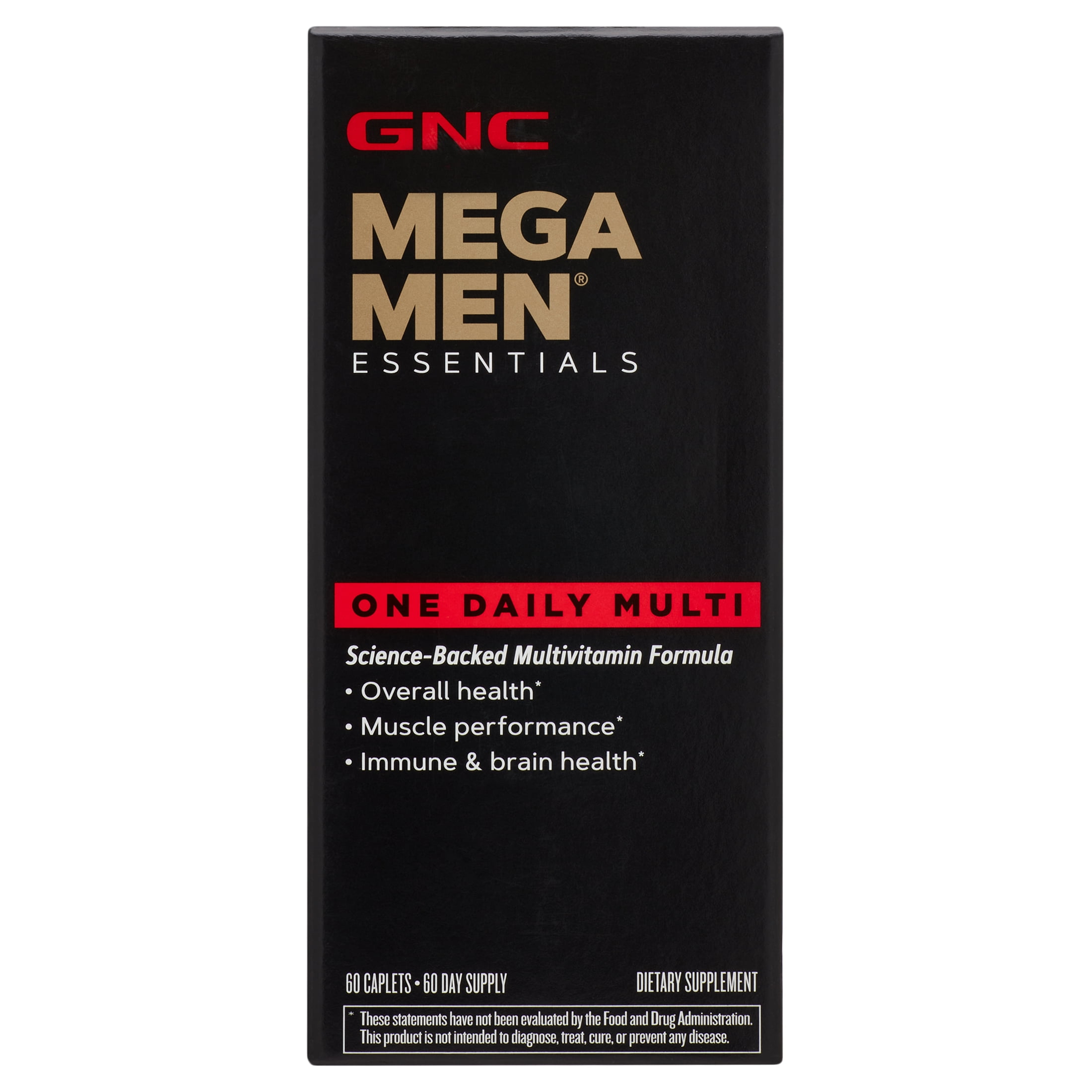 GNC Mega Men Essentials One Daily Multivitamin, 60 Tablets, Complete ...