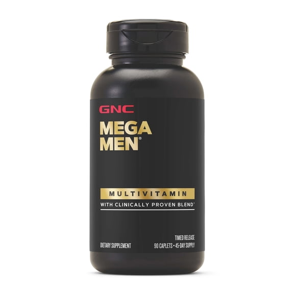 GNC Mega Men Multivitamin Caplets, Clinically Proven to Feel Better, Immune Support, Energy Support, B Vitamins, Vitamin D-3, Timed Release, 90 Caplets