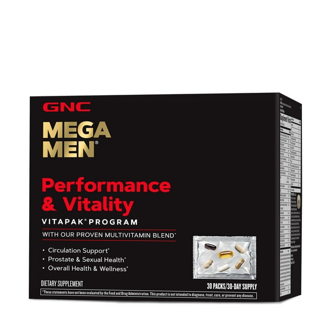 GNC Mega Men Performance & Vitality Vitapak | Overall Health and ...