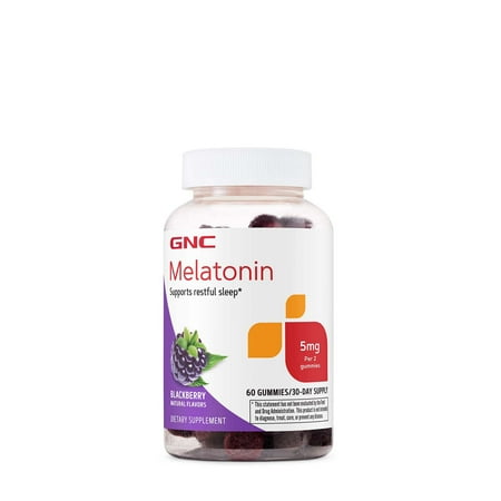 GNC Melatonin 5mg Supplement, Supports Restful Sleep, Blackberry, 30 Servings