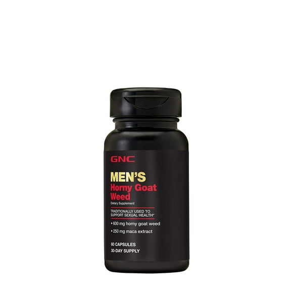 GNC Men's Horny Goat Weed 600mg Horny Goat Weed and 250mg Maca Extract, 60 Capsules, Supports Men's Sexual Health