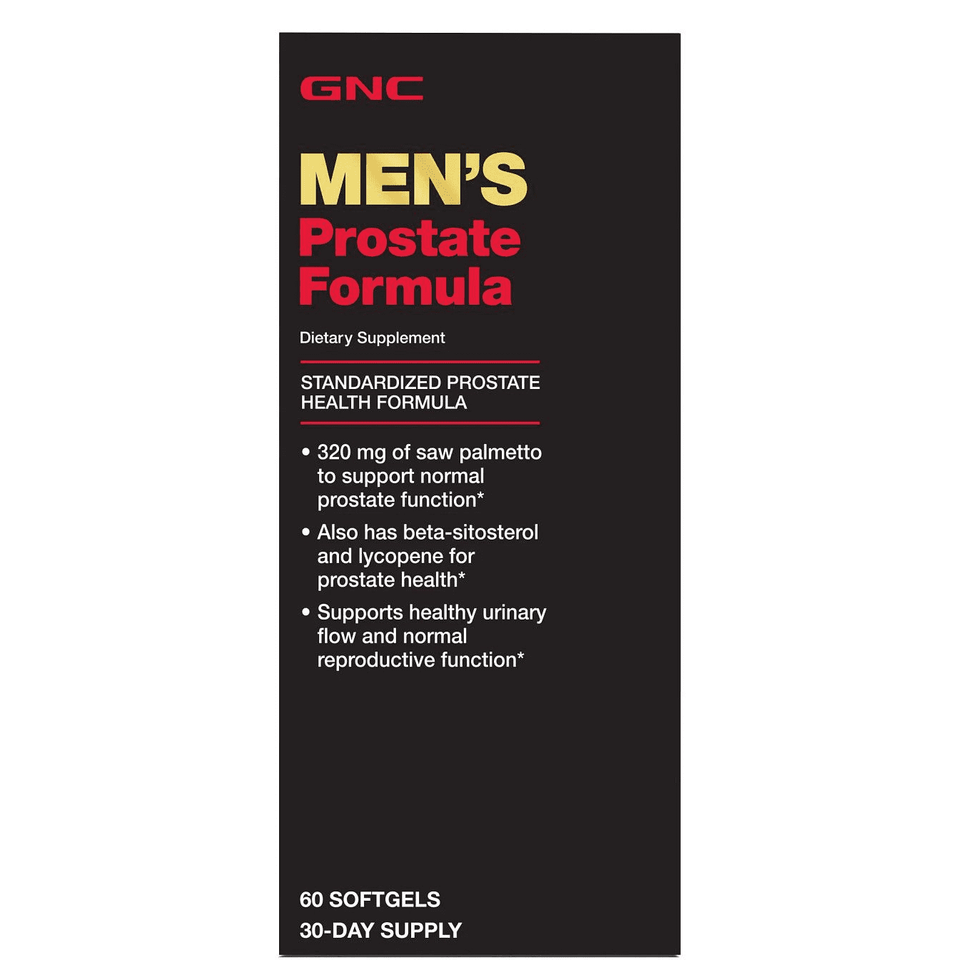 GNC Men's Prostate Formula, 60 Softgel Capsules, with Saw Palmetto, Beta-Sitosterol, & Zinc