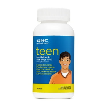 GNC Milestones Teen Multivitamin for Boys 12-17, 120 Caplets, Supports Energy Production and Muscle Function