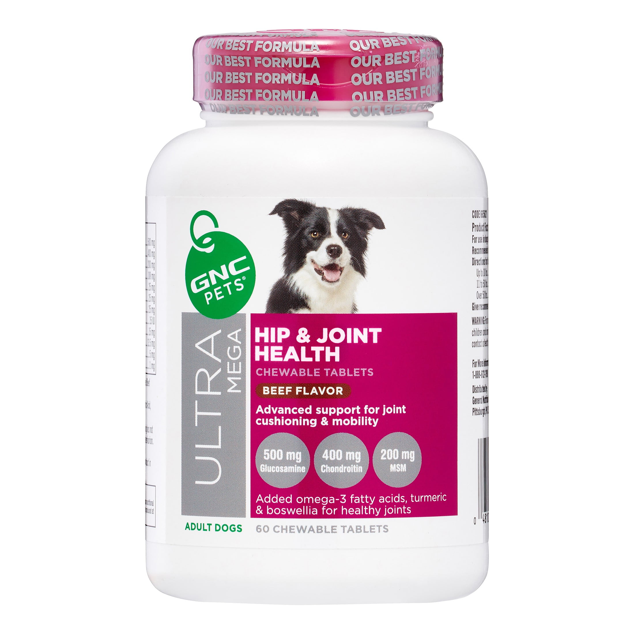 GNC Pets Ultra Mega Hip & Joint Health Beef Flavor Chew for Dogs, 60
