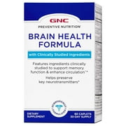 GNC Preventive Nutrition Brain Health Formula, 60 Caplets, Supports Memory Function and Enhances Circulation