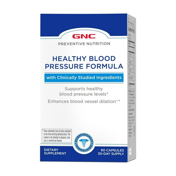 GNC Preventive Nutrition Healthy Blood Pressure Formula, Clinically Studied, 90 Capsules