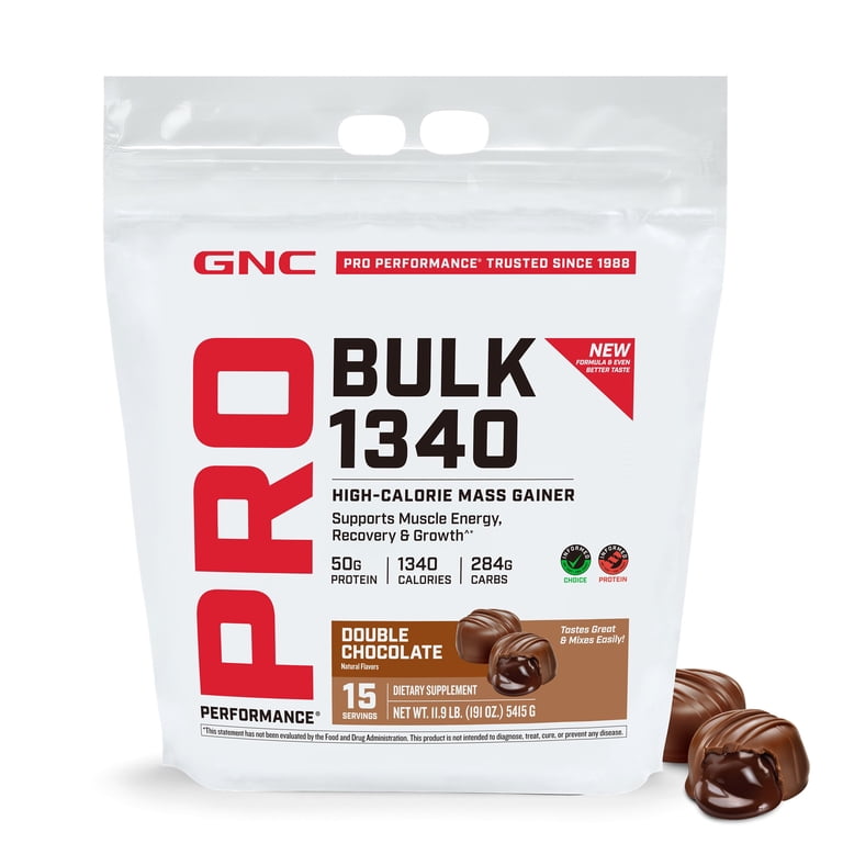 GNC, Pro Bulk 1340, 191 oz, Double Chocolate, High-Protein Mass