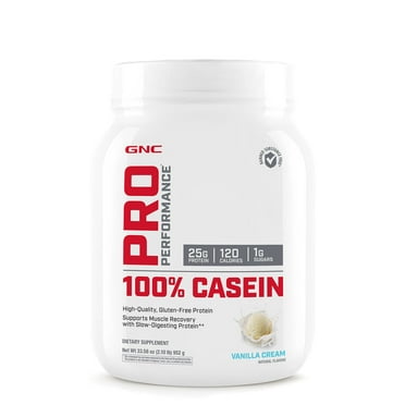 GNC Pro Performance 100% Casein Protein Powder, Supports Sustained Muscle Strength, Recovery, Slow Digesting, 25g Protein, Vanilla Cream, 28 Servings