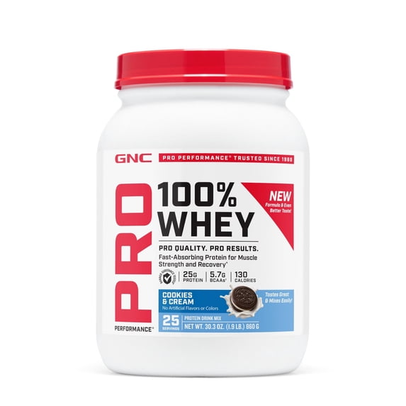 GNC Pro Performance 100% Whey 2.0 - Cookies & Cream (25 Servings)