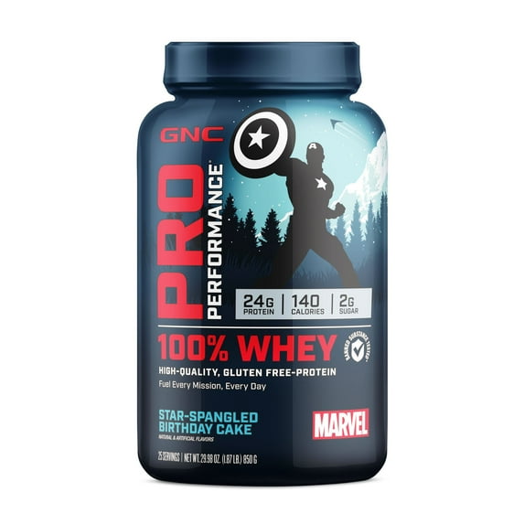GNC Pro Performance 100% Whey - Marvel: Star-Spangled Birthday Cake | 25 Servings