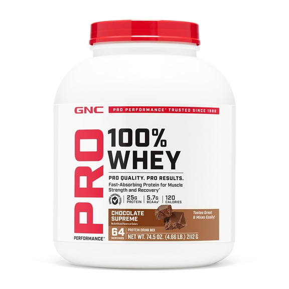 GNC Pro Performance 100% Whey Protein Powder 2.0, Chocolate, Fast Absorbing Protein, Muscle Strength, Recovery, 64 Servings
