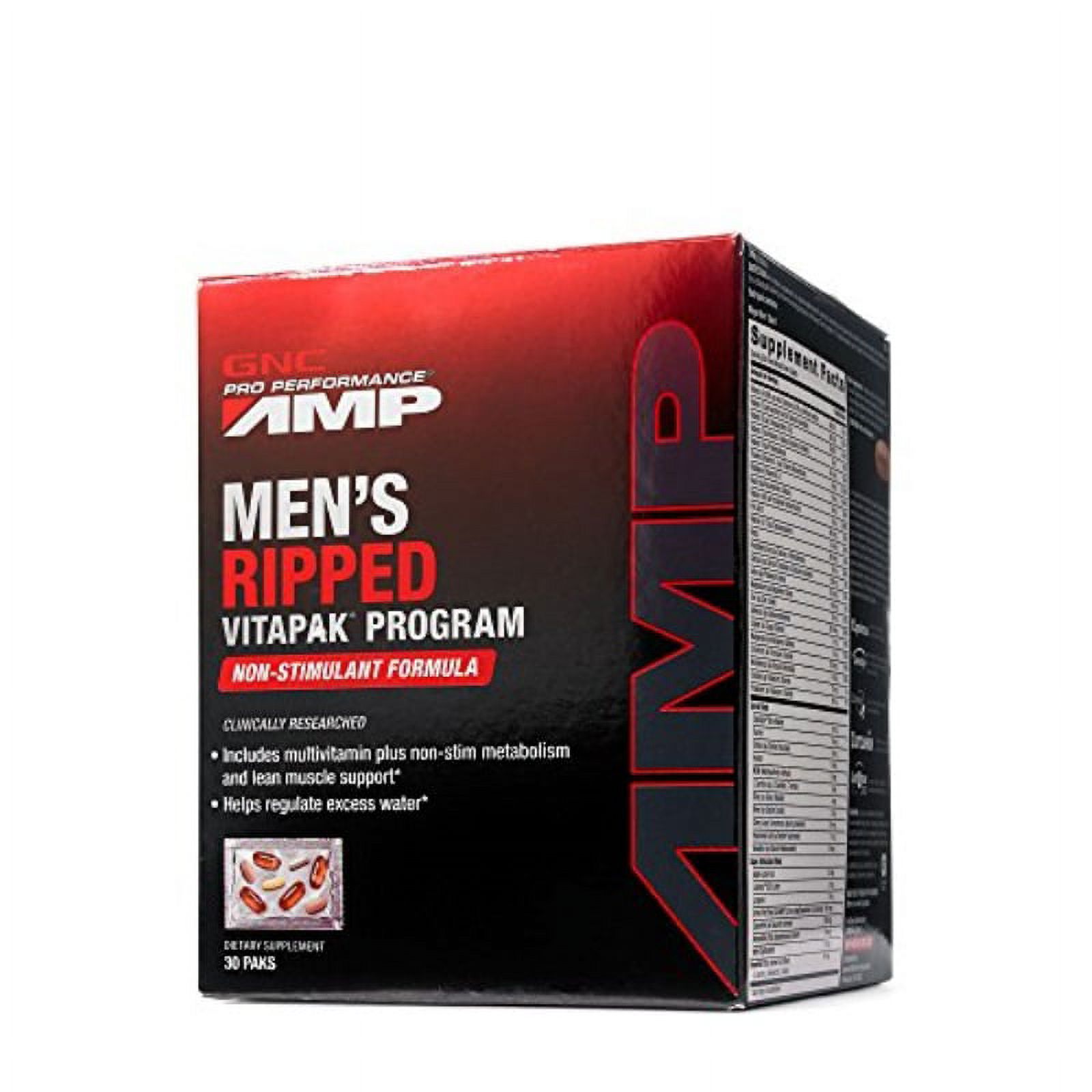 GNC Pro Performance AMP Men's Ripped Vitapak NonStimulate, 30 Count