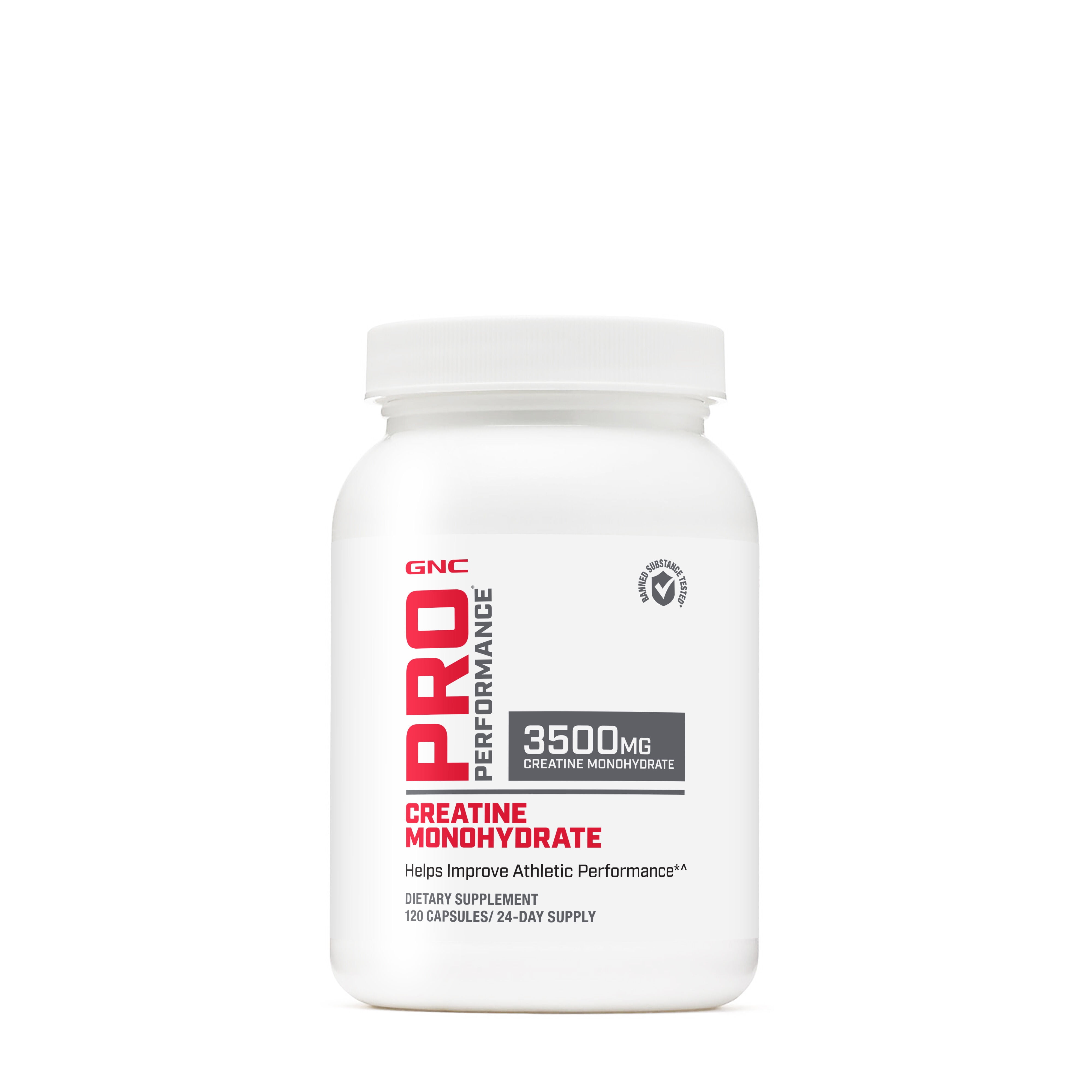 GNC Pro Performance Creatine Monohydrate 3.5g, Improves Muscle Building, Endurance, Performance, 120 Capsules