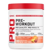 GNC Pro Performance Pre Workout Powder, For Energy, Hydration, Focus, Sugar Free, Gluten Free, Tropical Fruit Punch, 30 Servings