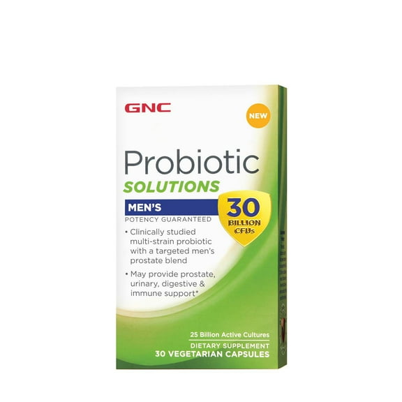 GNC Probiotic Solutions Men's | Clinically Studied Multi-Strain for Men, Supports Digestive and Immune Health, Vegetarian | 30 Capsules