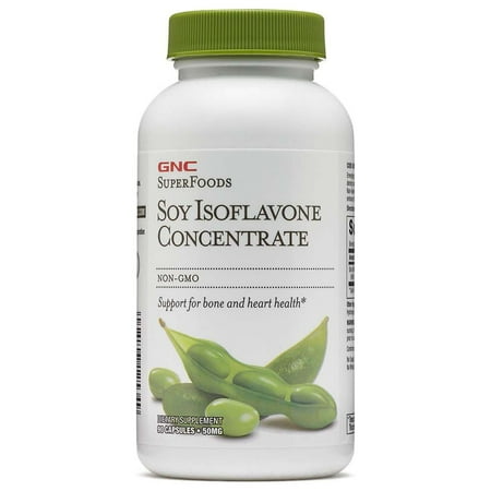 GNC SuperFoods Soy Isoflavone Concentrate, 90 Capsules, Supports for Bone and Heart Health
